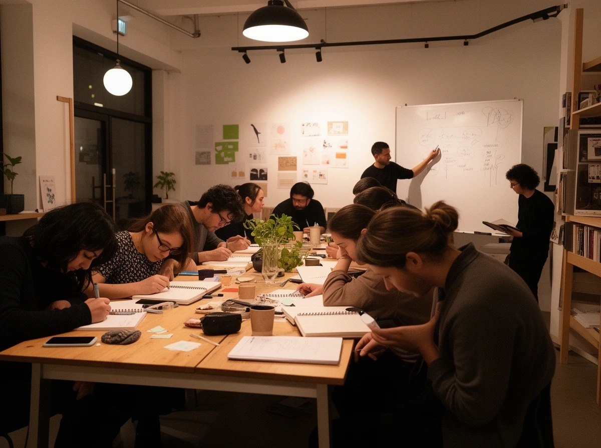 Teilnehmer beim Drehbuch-Workshop